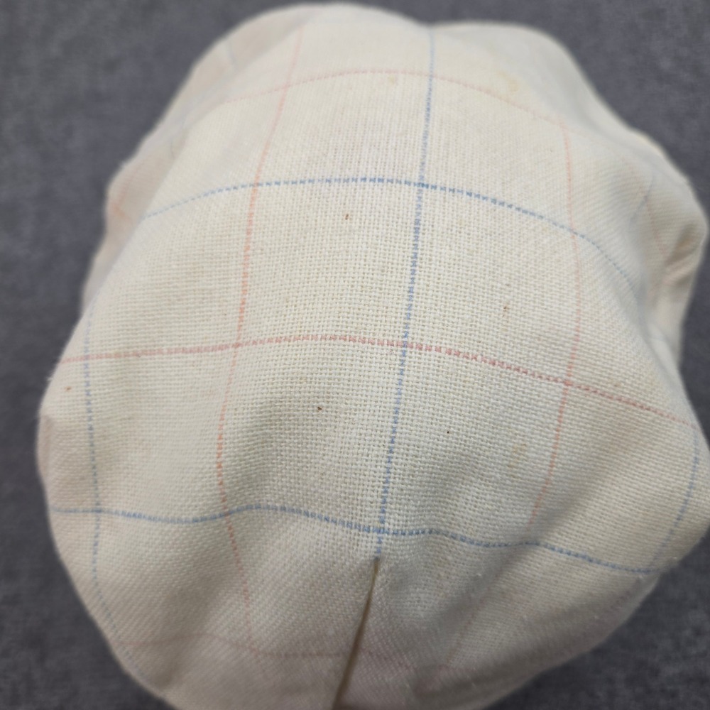 Vintage Newsboy Cap Mens XL Cream Plaid Windowpane Patina Flat Ivy Hat Made USA - Picture 5 of 9
